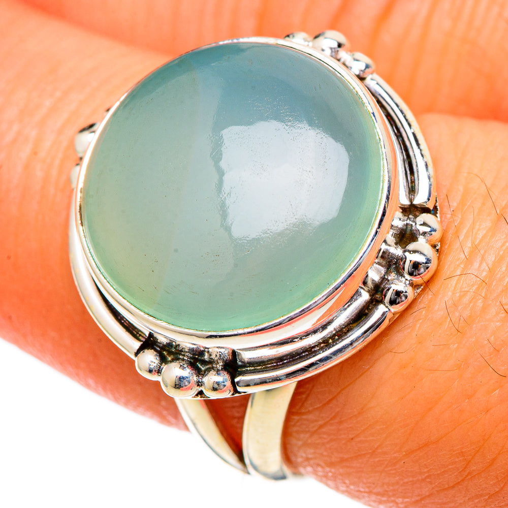 Aqua Chalcedony Rings handcrafted by Anasilvercos - RING101054