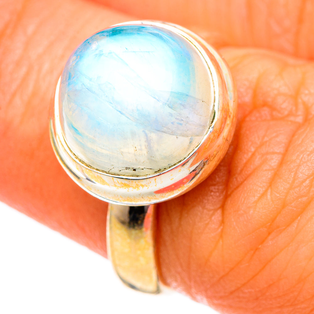 Rainbow Moonstone Rings handcrafted by Anasilvercos - RING101057