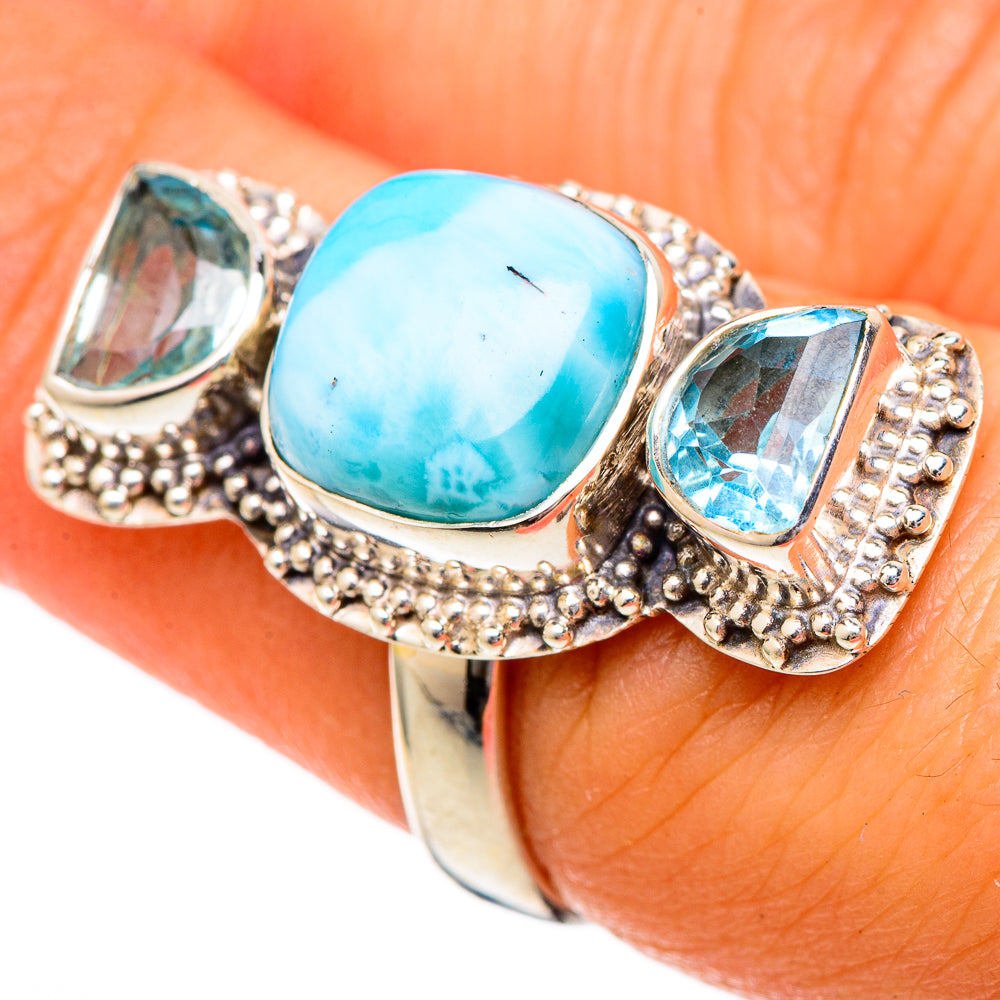 Larimar Rings handcrafted by Anasilvercos - RING101083