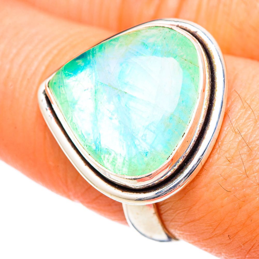 Green Moonstone Rings handcrafted by Anasilvercos - RING101088