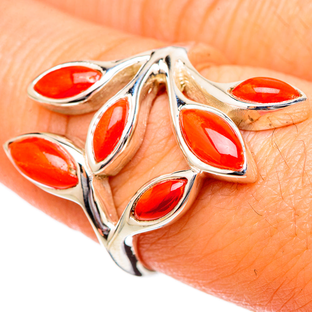 Mediterranean Red Coral Rings handcrafted by Anasilvercos - RING101096