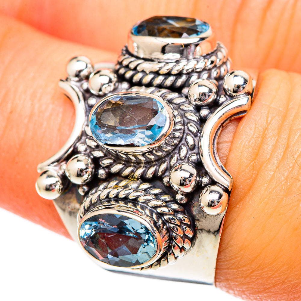 Blue Topaz Rings handcrafted by Anasilvercos - RING101146