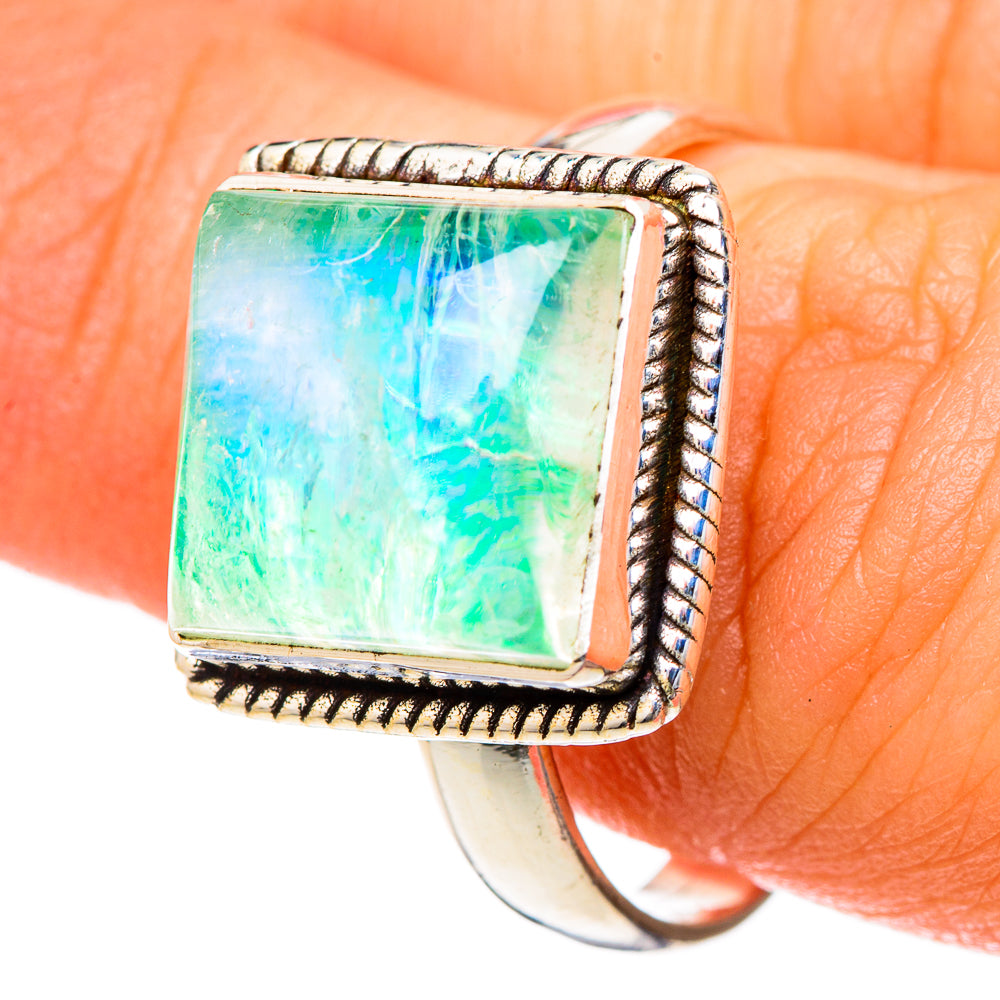Green Moonstone Rings handcrafted by Anasilvercos - RING101150