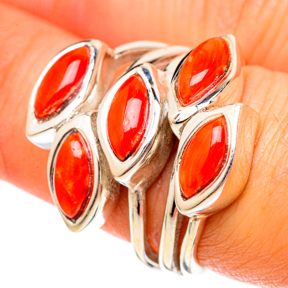Mediterranean Red Coral Rings handcrafted by Anasilvercos - RING101154