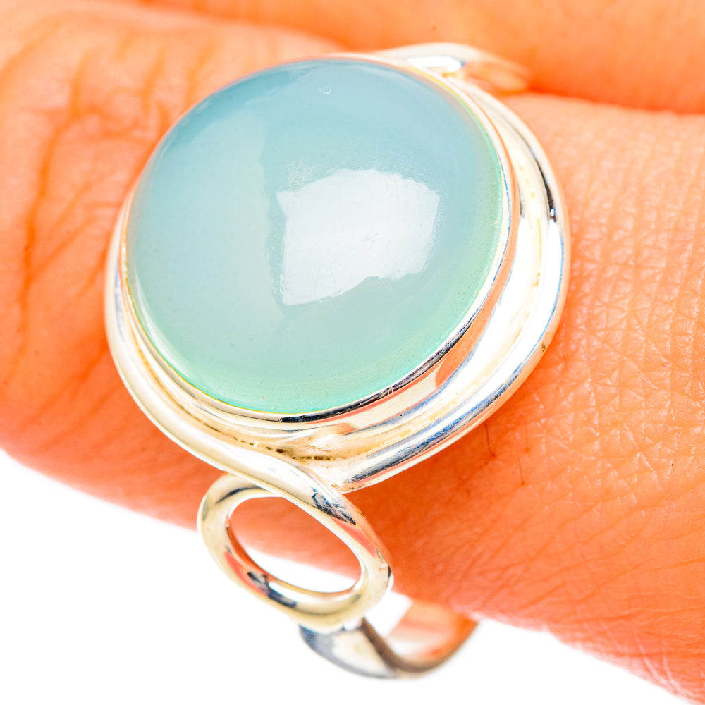 Aqua Chalcedony Rings handcrafted by Anasilvercos - RING101158