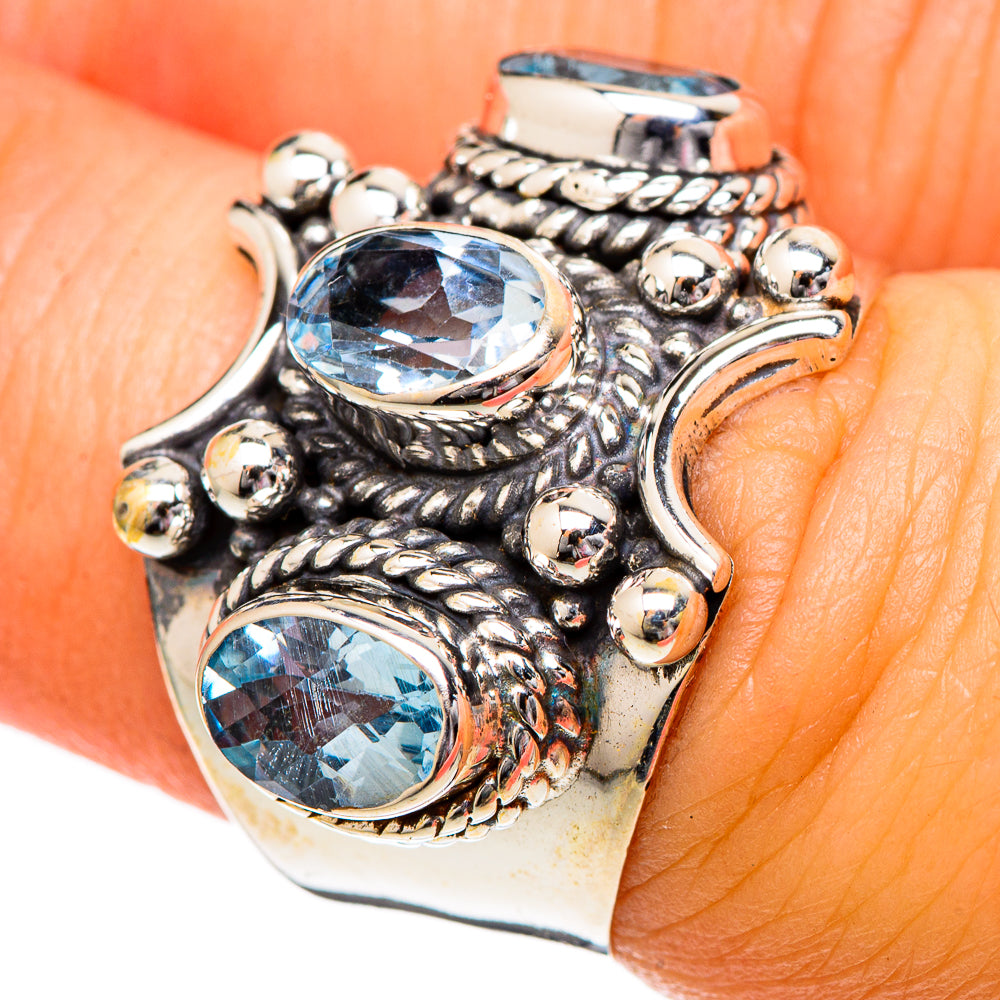 Blue Topaz Rings handcrafted by Anasilvercos - RING101159