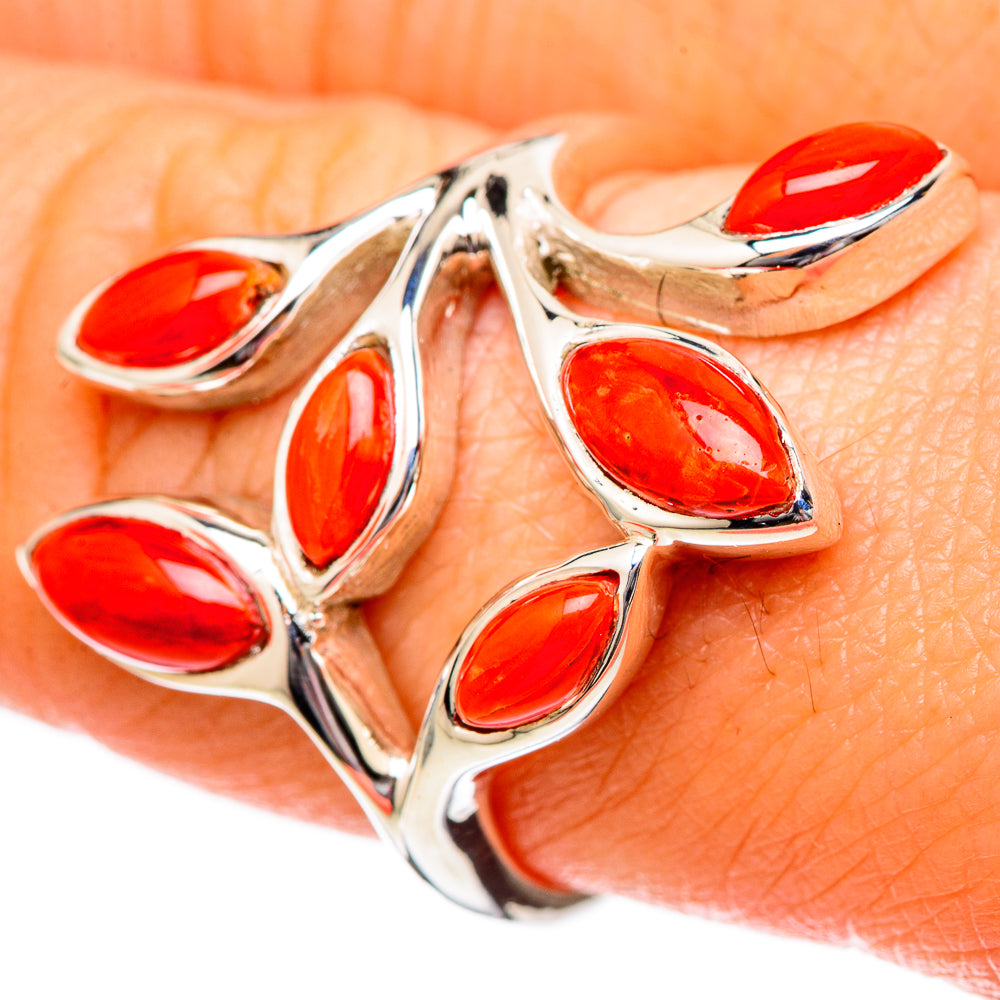 Mediterranean Red Coral Rings handcrafted by Anasilvercos - RING101183