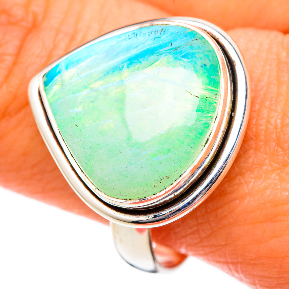 Green Moonstone Rings handcrafted by Anasilvercos - RING101193