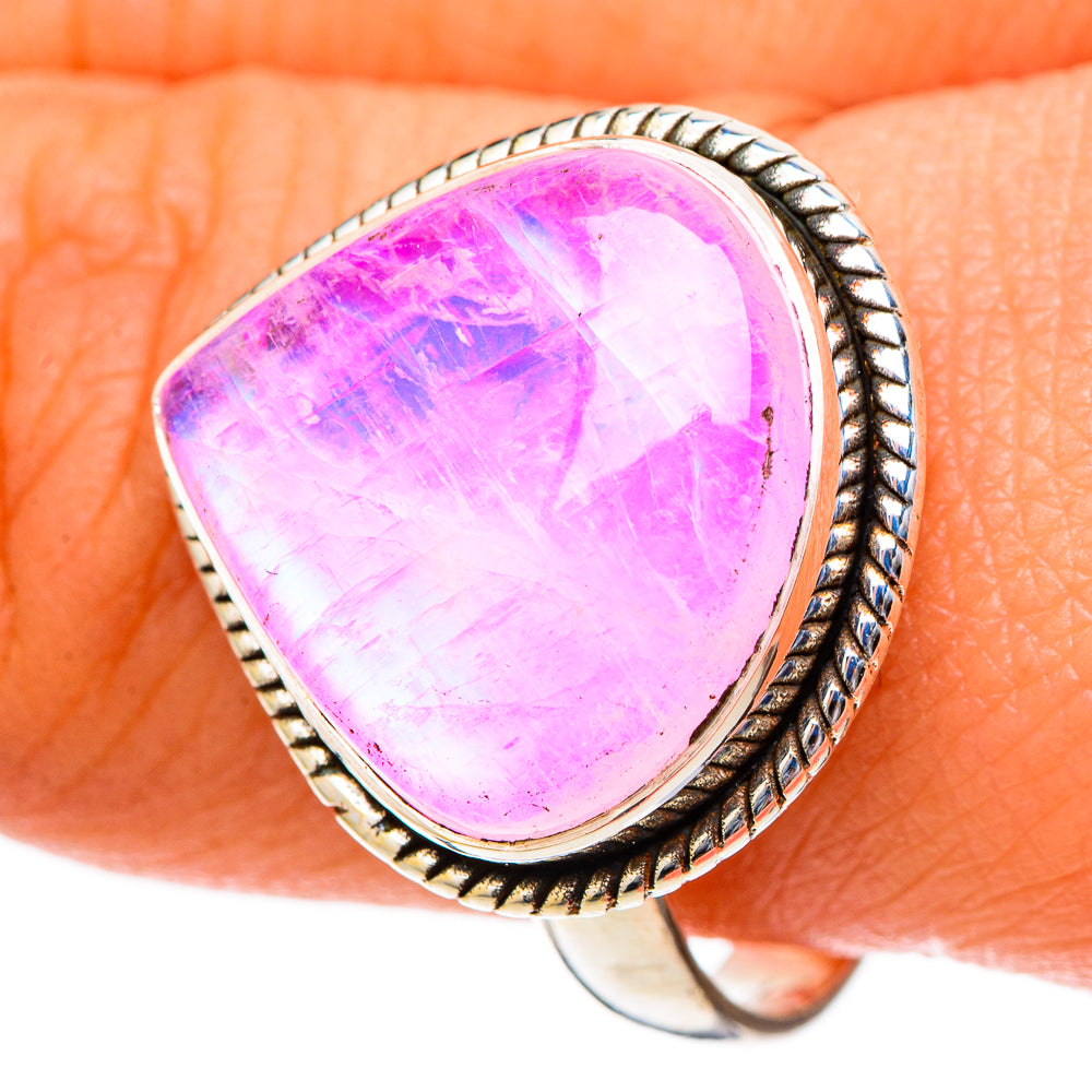 Pink Moonstone Rings handcrafted by Anasilvercos - RING101206