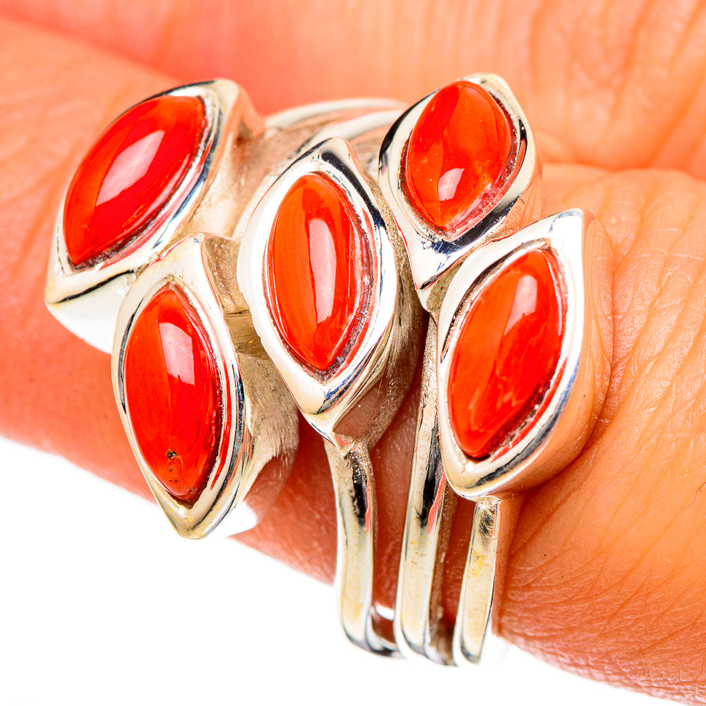 Mediterranean Red Coral Rings handcrafted by Anasilvercos - RING101209