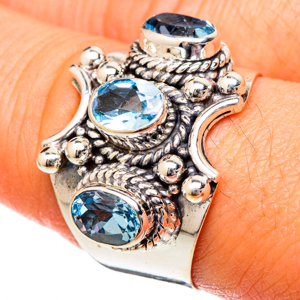 Blue Topaz Rings handcrafted by Anasilvercos - RING101215