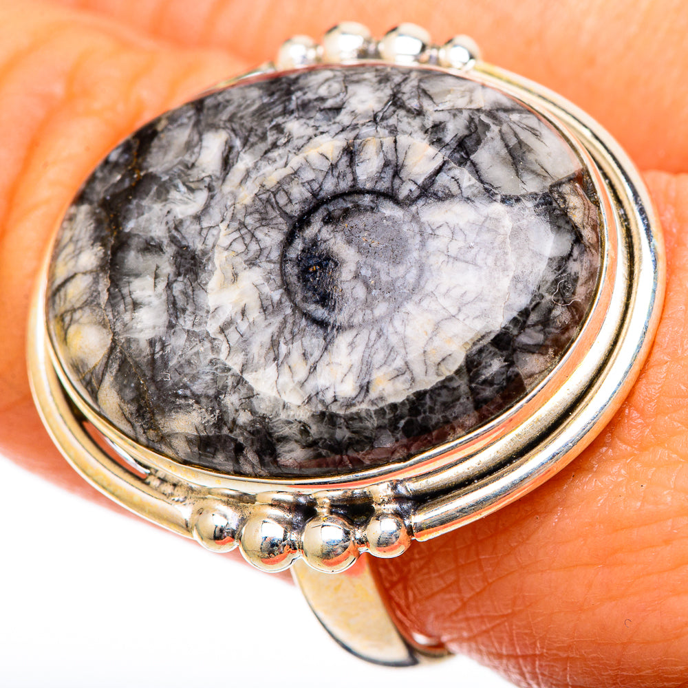 Moroccan Goniatite Fossil Rings handcrafted by Anasilvercos - RING101225