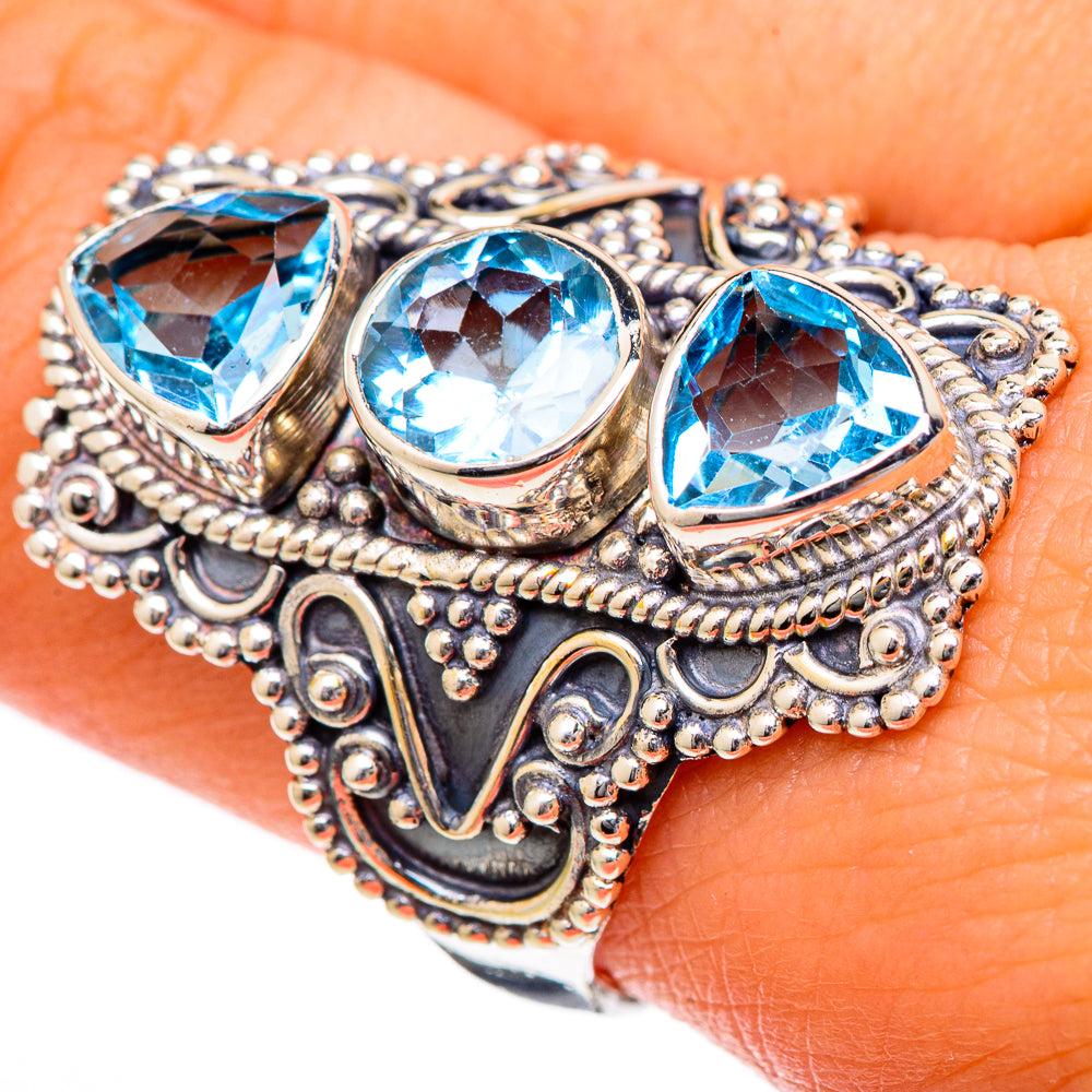 Blue Topaz Rings handcrafted by Anasilvercos - RING101232
