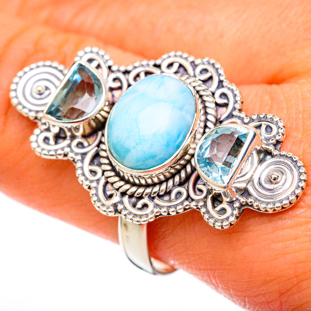 Larimar Rings handcrafted by Anasilvercos - RING101233