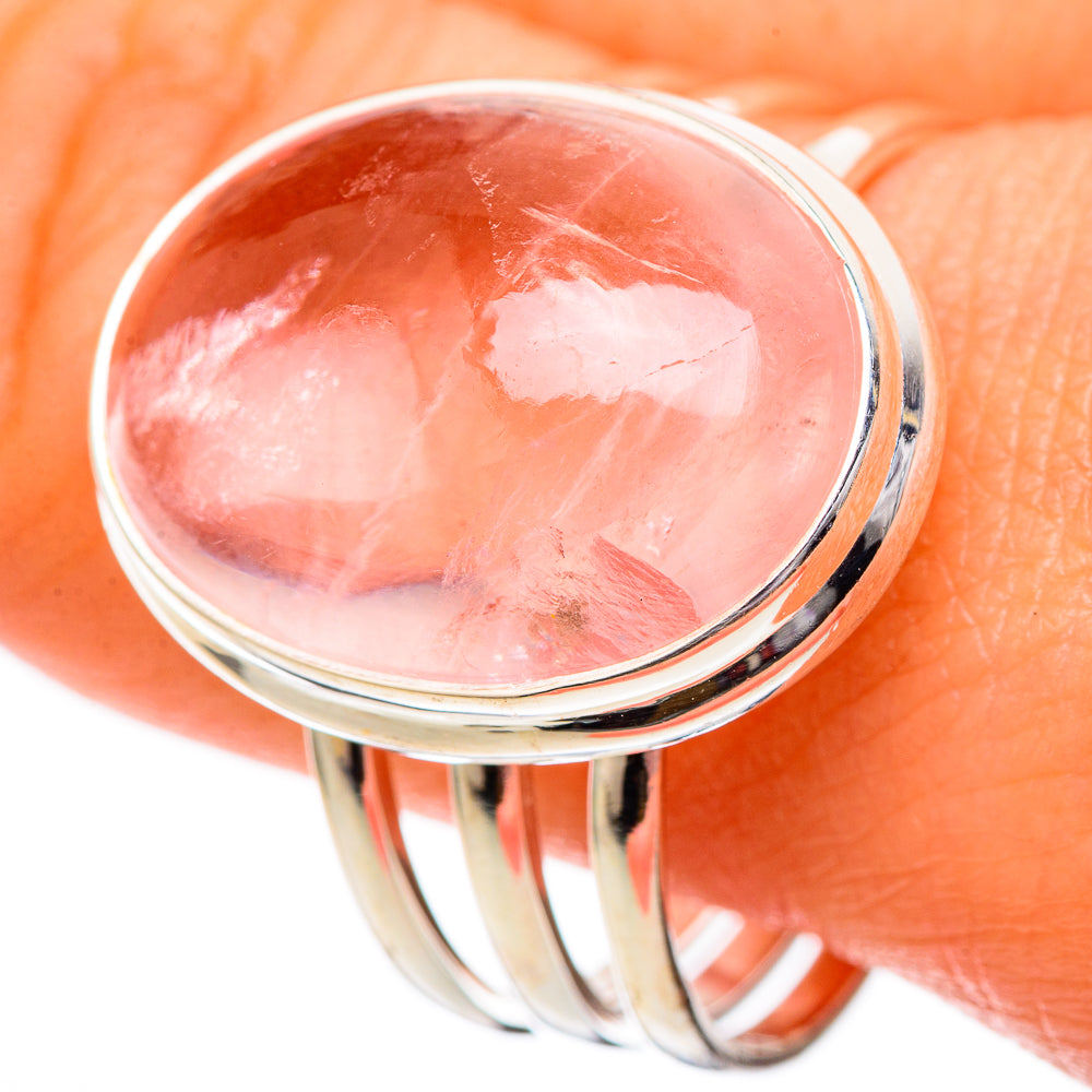 Rose Quartz Rings handcrafted by Anasilvercos - RING101246