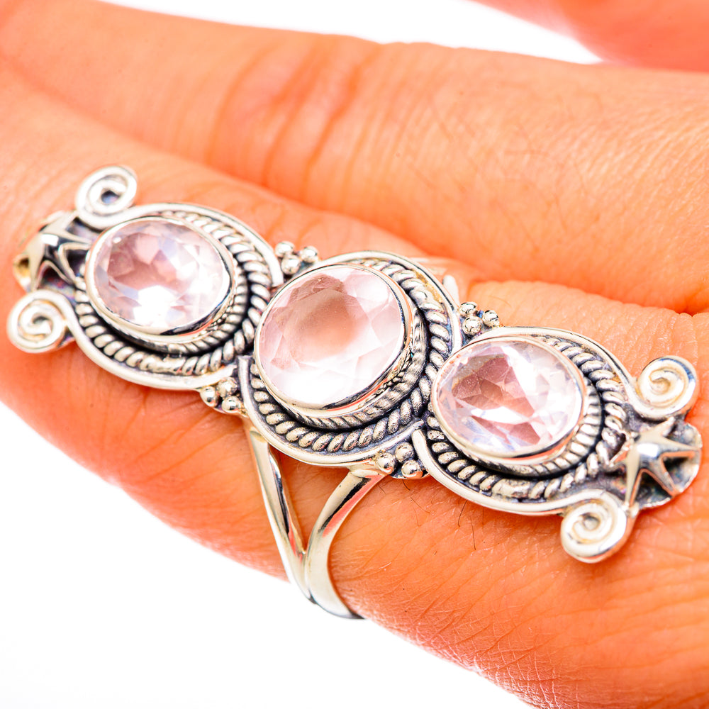 Rose Quartz Rings handcrafted by Anasilvercos - RING101249