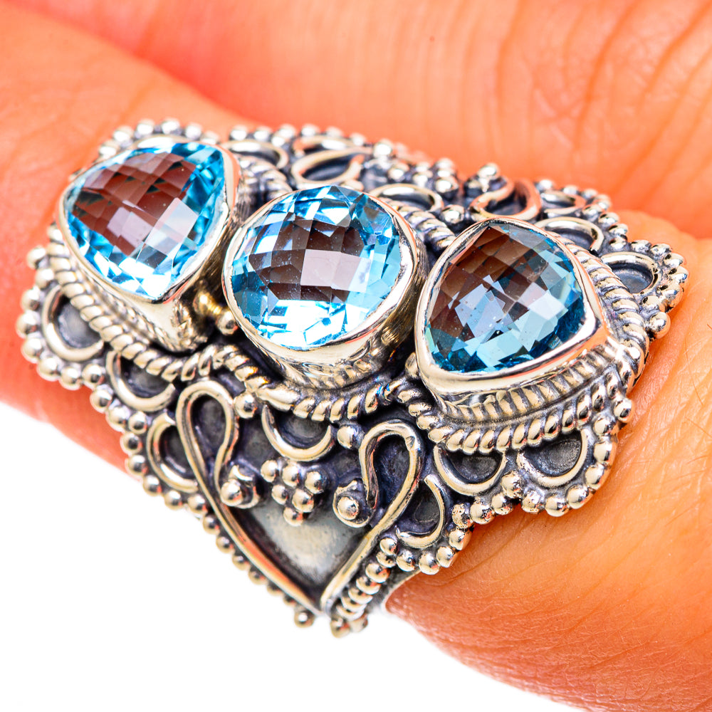 Blue Topaz Rings handcrafted by Anasilvercos - RING101256