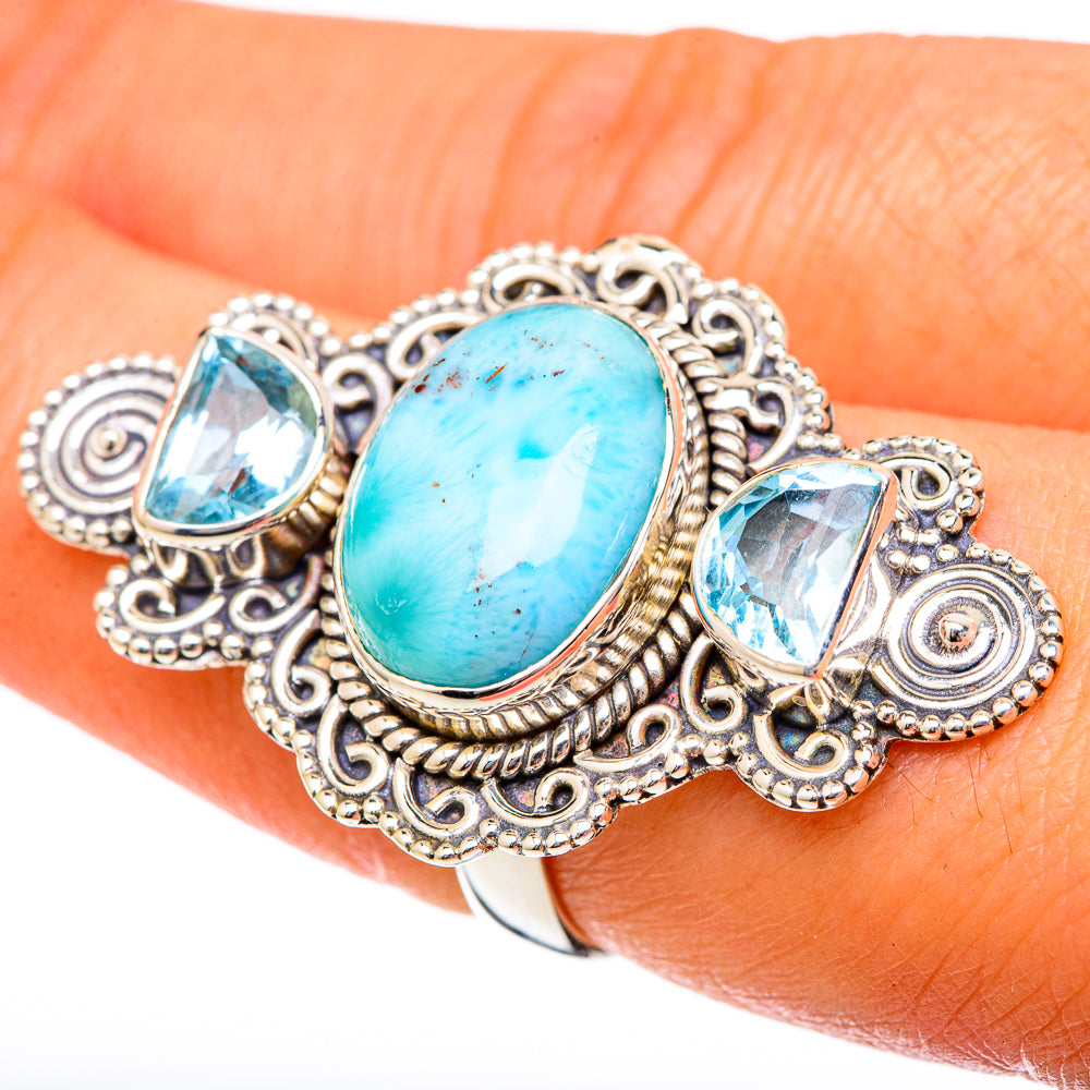 Larimar Rings handcrafted by Anasilvercos - RING101257