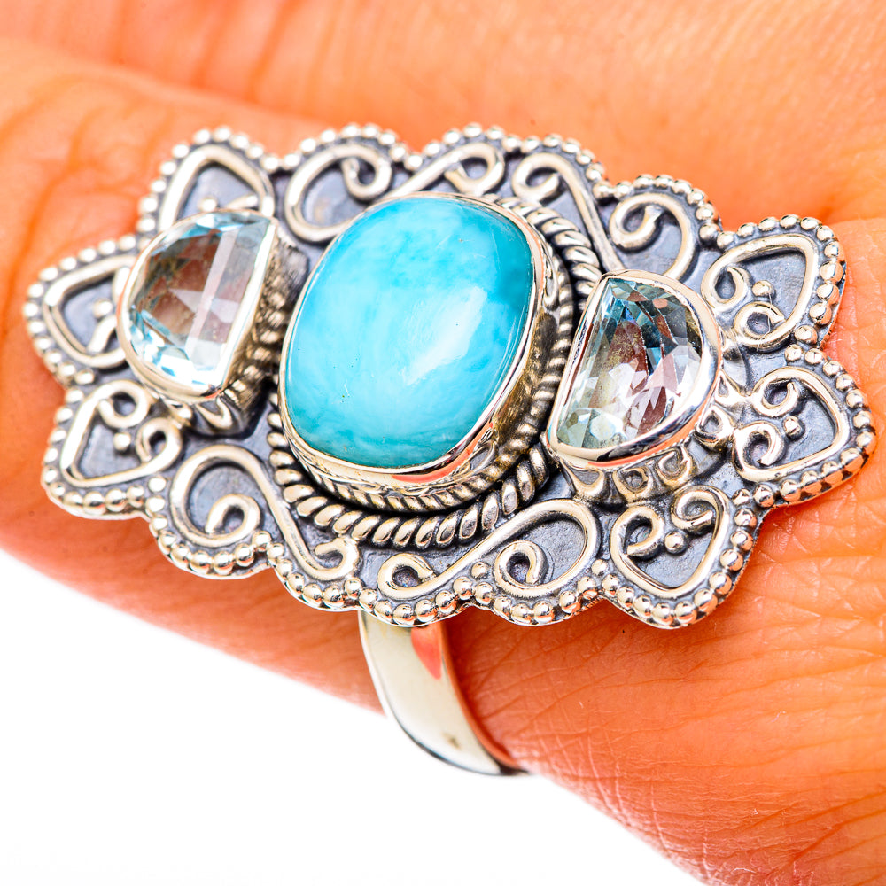 Larimar Rings handcrafted by Anasilvercos - RING101259