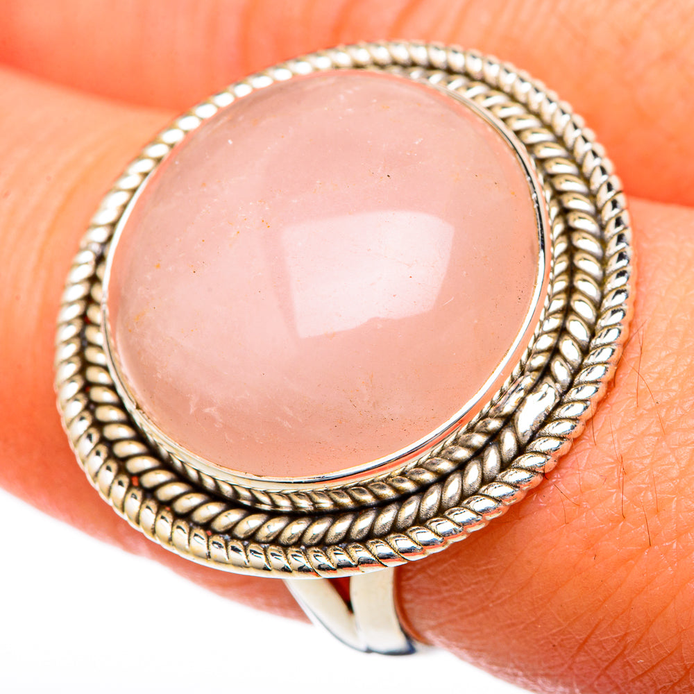 Rose Quartz Rings handcrafted by Anasilvercos - RING101265