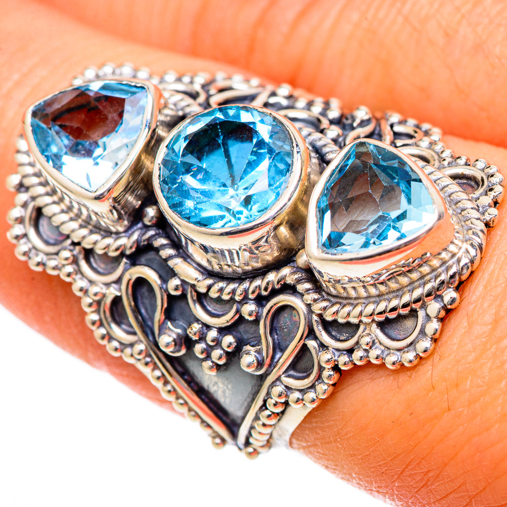 Blue Topaz Rings handcrafted by Anasilvercos - RING101276