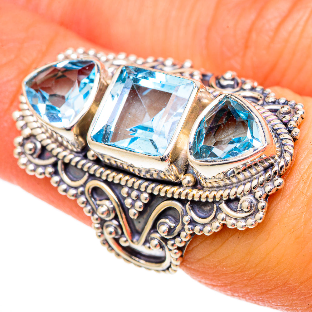 Blue Topaz Rings handcrafted by Anasilvercos - RING101278