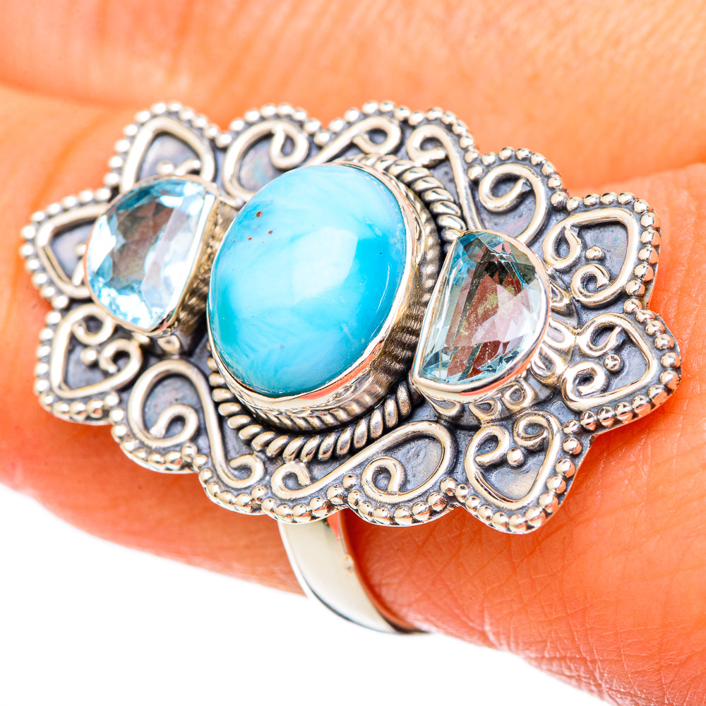 Larimar Rings handcrafted by Anasilvercos - RING101279
