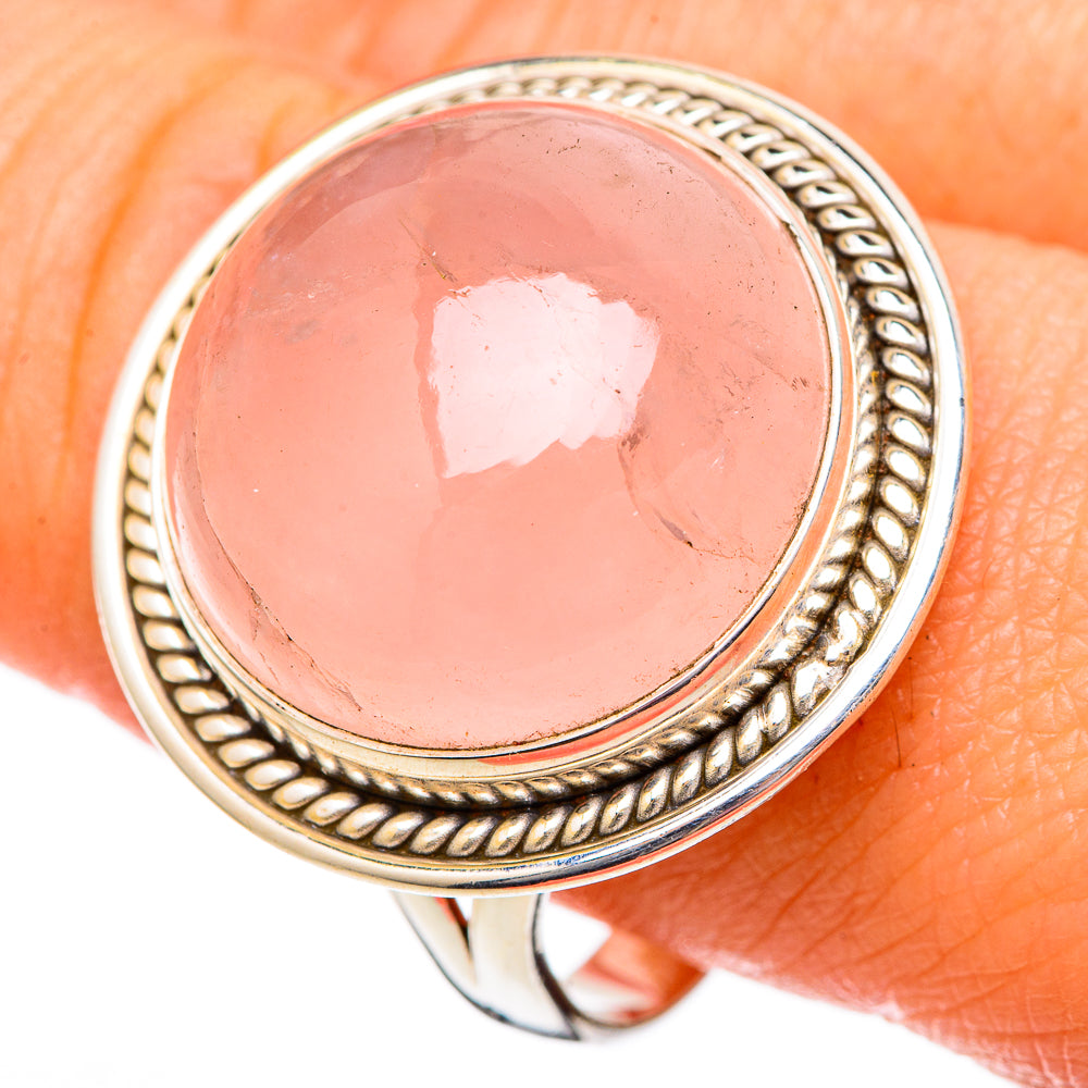 Rose Quartz Rings handcrafted by Anasilvercos - RING101285