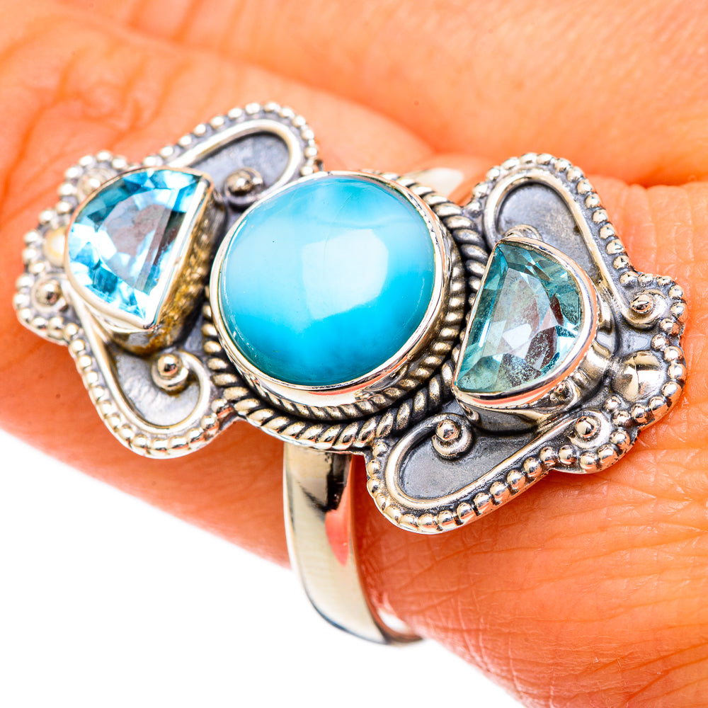 Larimar Rings handcrafted by Anasilvercos - RING101295
