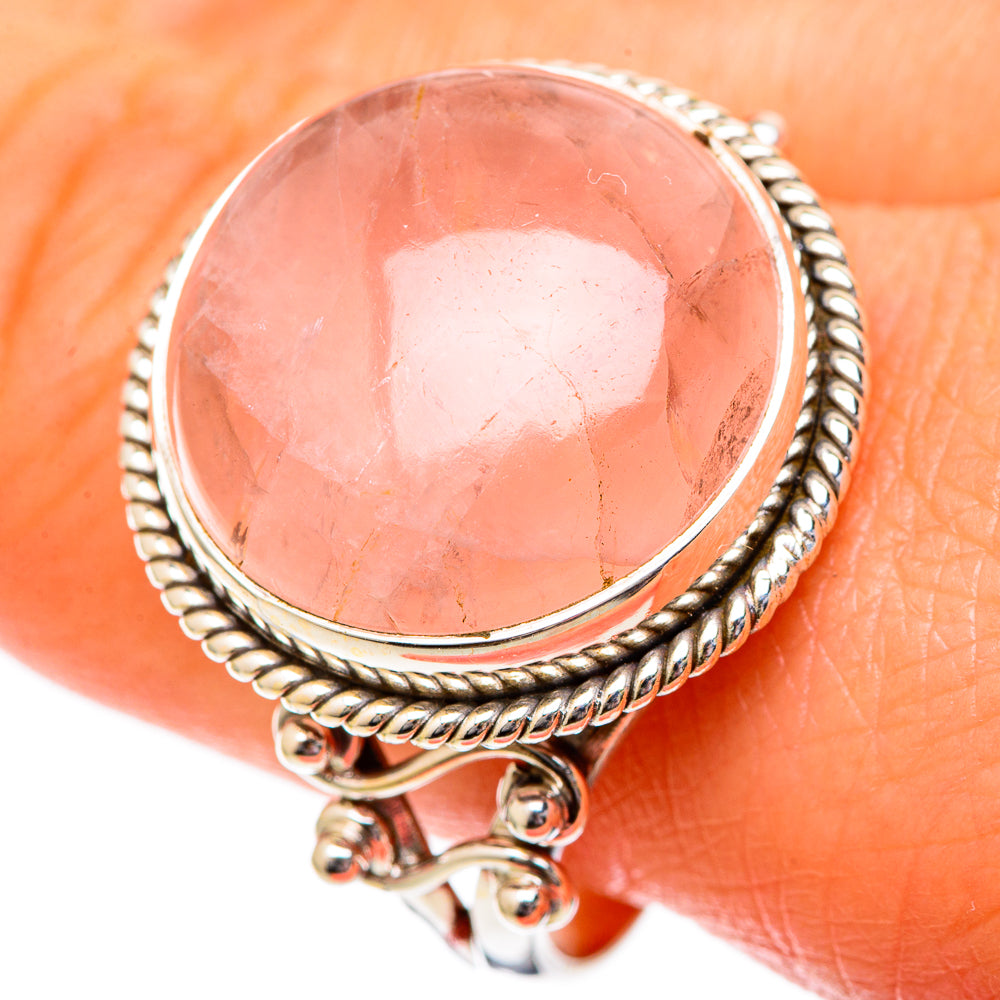 Rose Quartz Rings handcrafted by Anasilvercos - RING101298