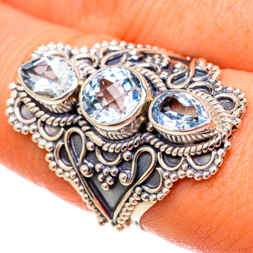 Blue Topaz Rings handcrafted by Anasilvercos - RING101304