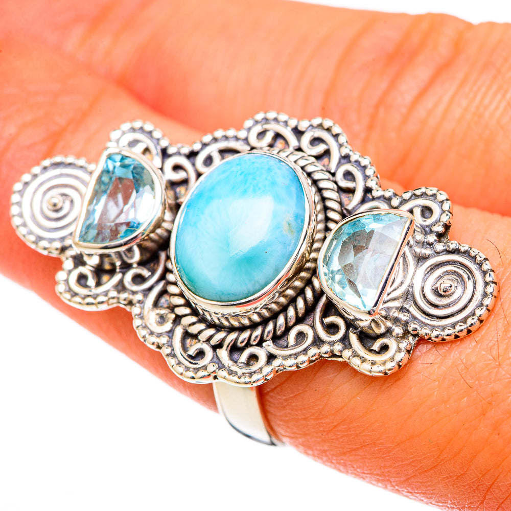Larimar Rings handcrafted by Anasilvercos - RING101309