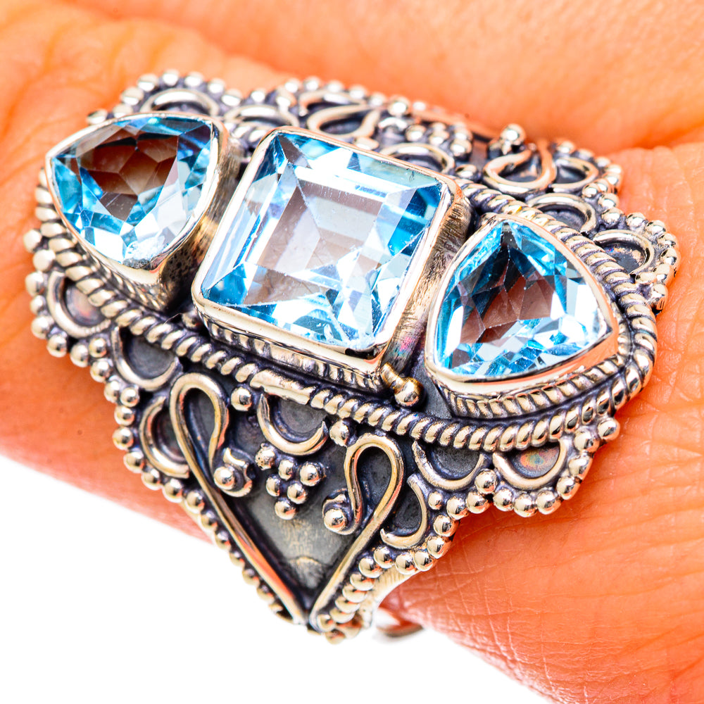 Blue Topaz Rings handcrafted by Anasilvercos - RING101321