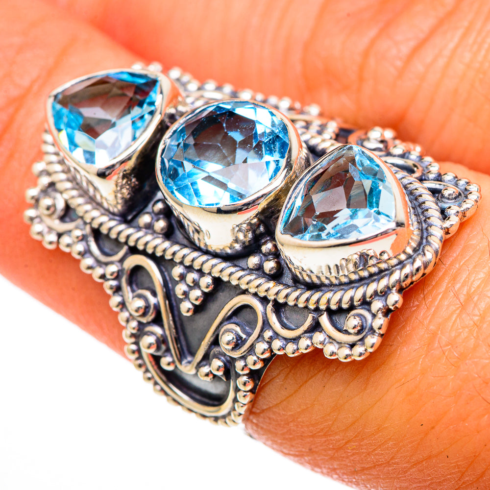 Blue Topaz Rings handcrafted by Anasilvercos - RING101323