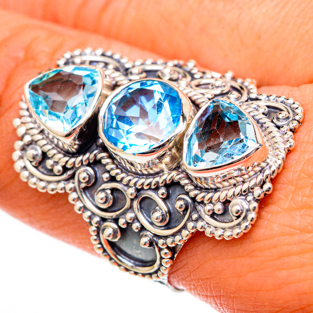 Blue Topaz Rings handcrafted by Anasilvercos - RING101325