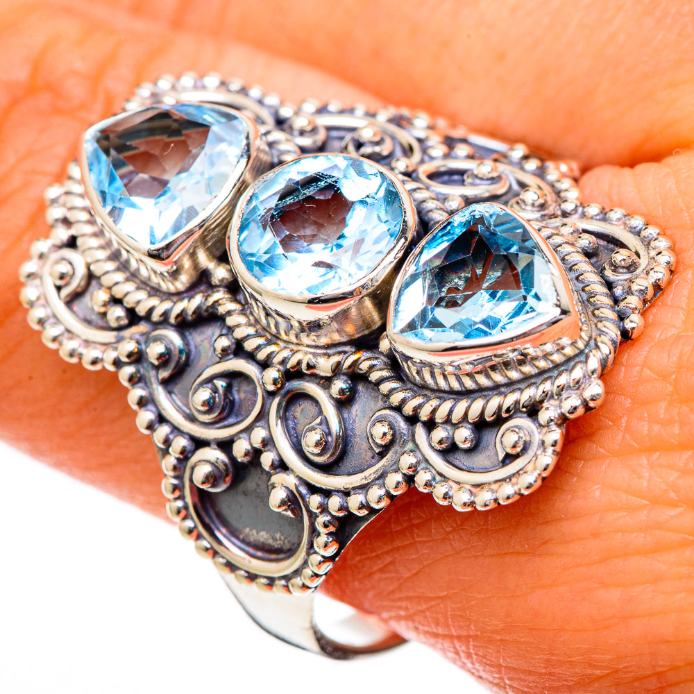 Blue Topaz Rings handcrafted by Anasilvercos - RING101328