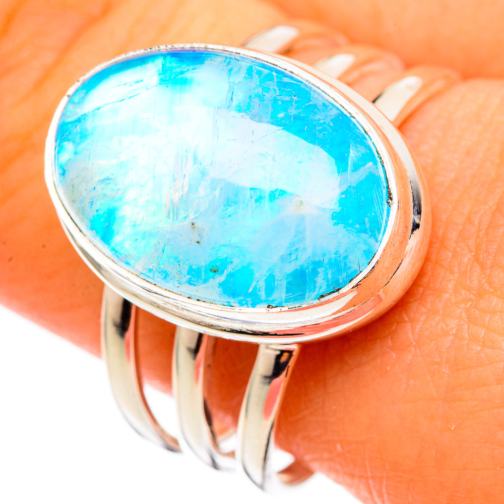 Rainbow Moonstone Rings handcrafted by Anasilvercos - RING101332