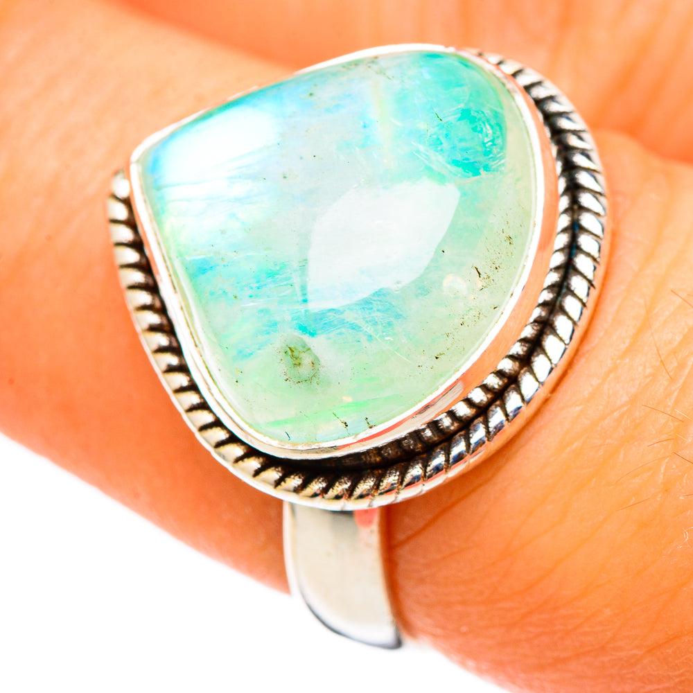 Green Moonstone Rings handcrafted by Anasilvercos - RING101335