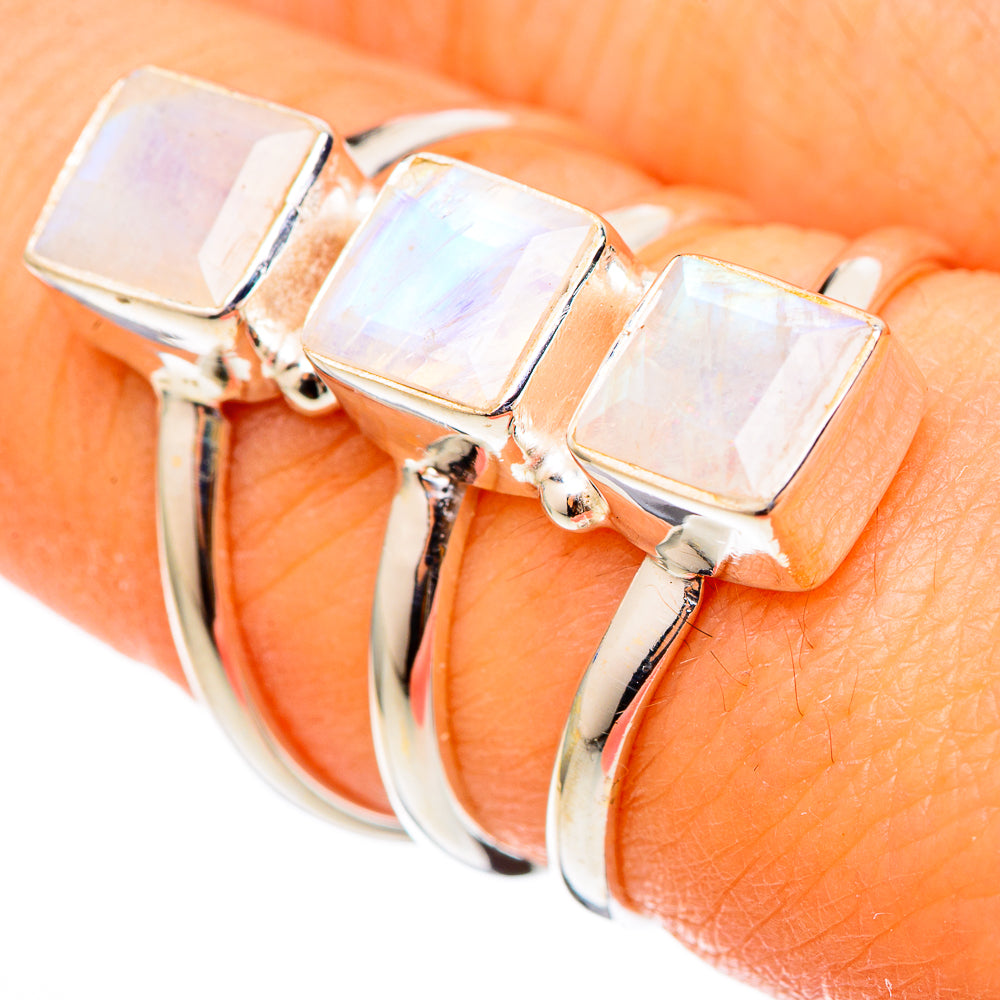 Rainbow Moonstone Rings handcrafted by Anasilvercos - RING101350