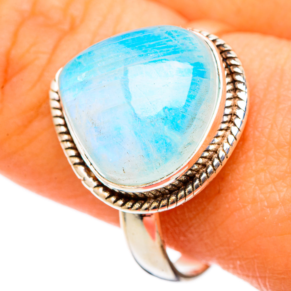 Rainbow Moonstone Rings handcrafted by Anasilvercos - RING101355