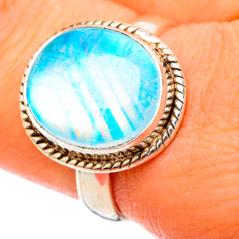 Rainbow Moonstone Rings handcrafted by Anasilvercos - RING101357