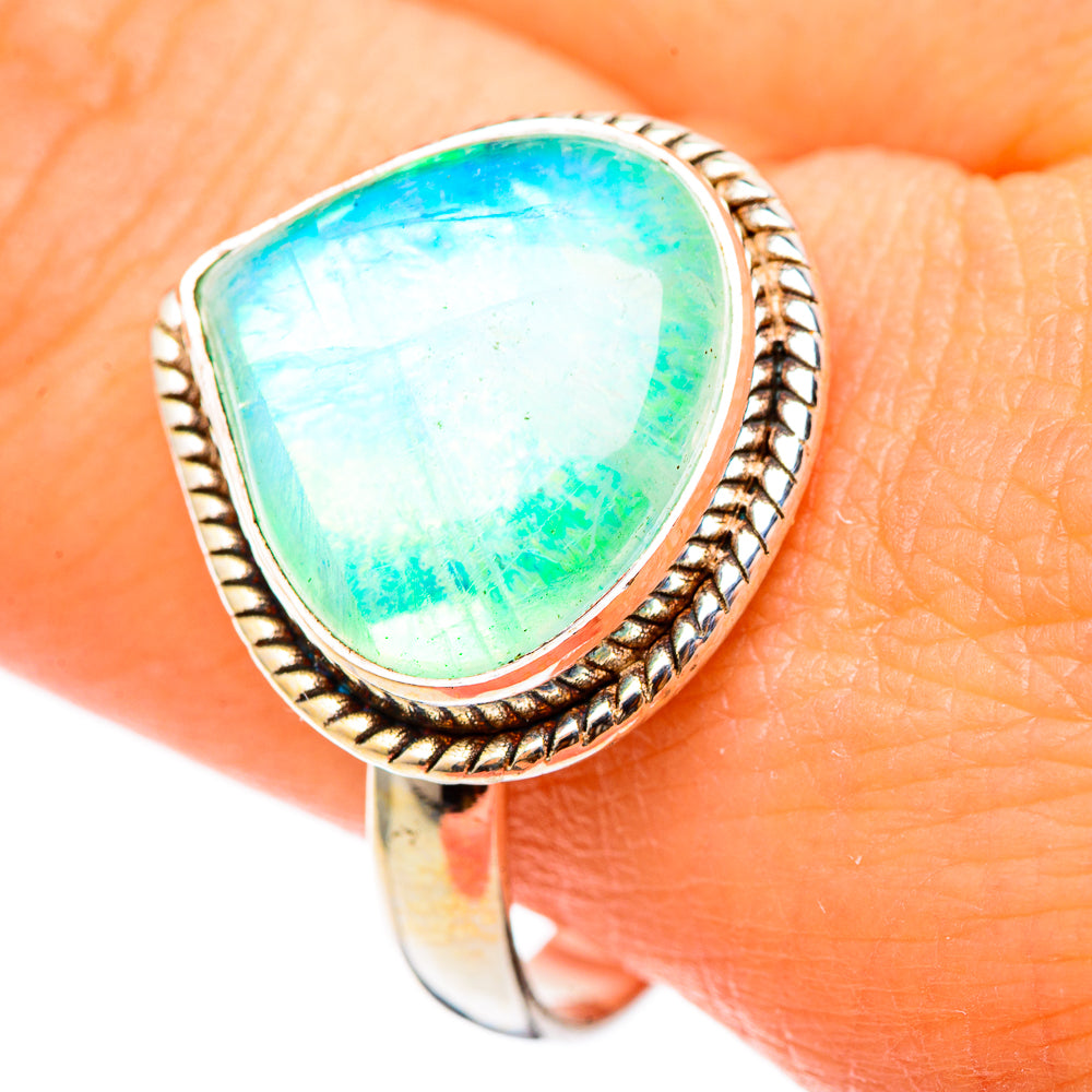 Green Moonstone Rings handcrafted by Anasilvercos - RING101359