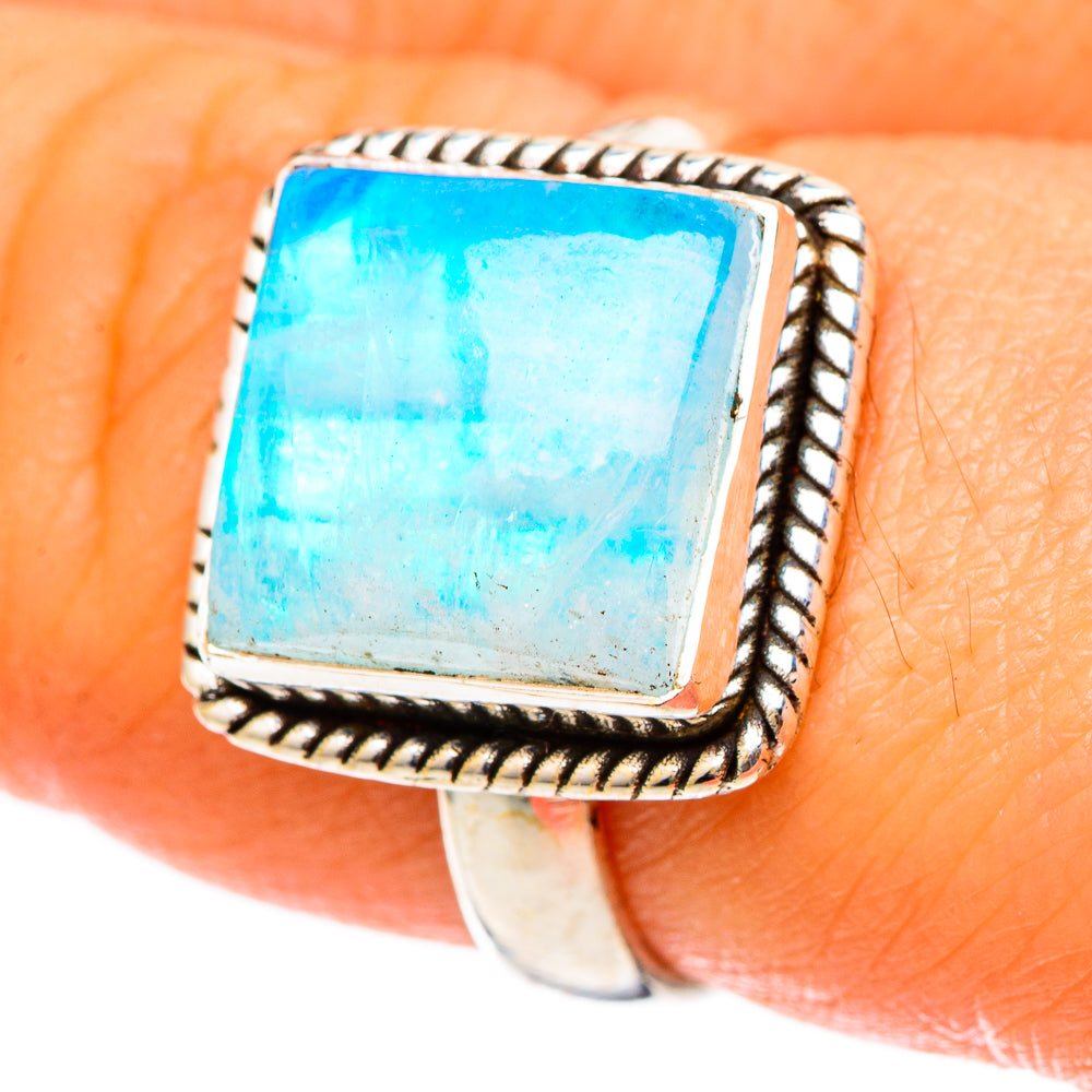 Rainbow Moonstone Rings handcrafted by Anasilvercos - RING101378