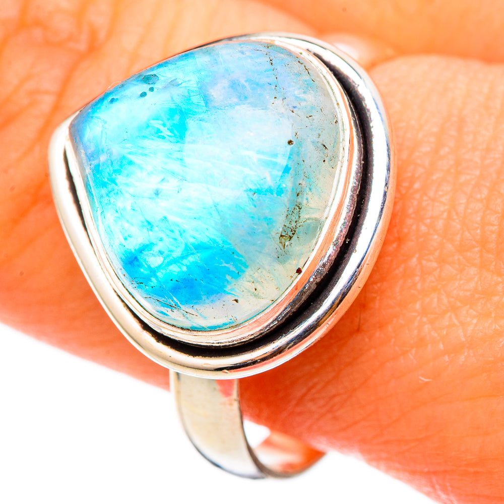 Rainbow Moonstone Rings handcrafted by Anasilvercos - RING101380