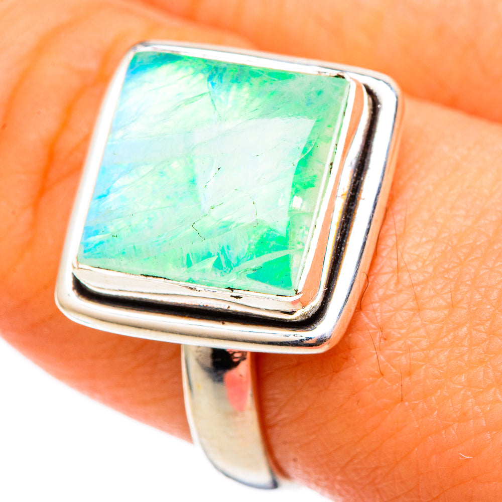 Green Moonstone Rings handcrafted by Anasilvercos - RING101381