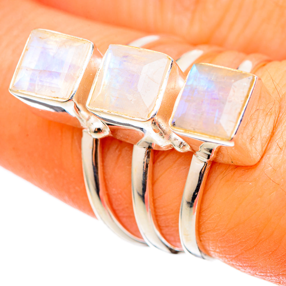 Rainbow Moonstone Rings handcrafted by Anasilvercos - RING101393