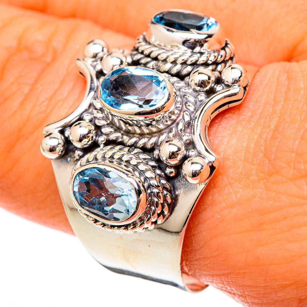 Blue Topaz Rings handcrafted by Anasilvercos - RING101419