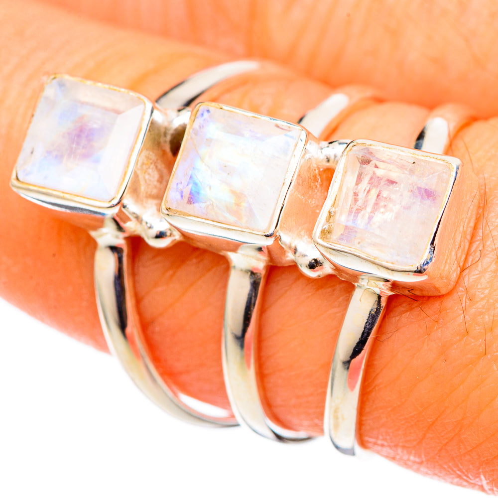 Rainbow Moonstone Rings handcrafted by Anasilvercos - RING101435