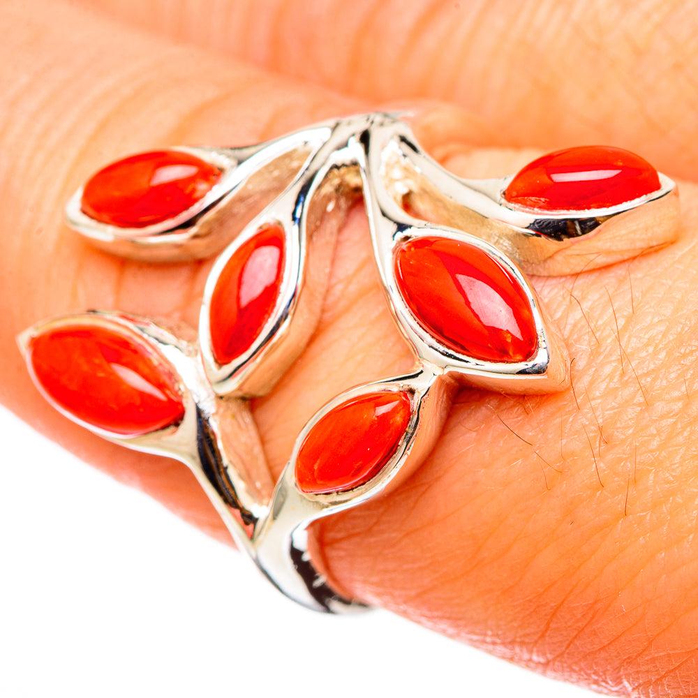 Mediterranean Red Coral Rings handcrafted by Anasilvercos - RING101474