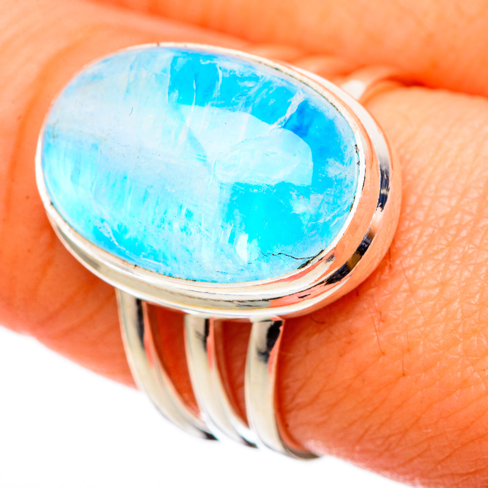 Rainbow Moonstone Rings handcrafted by Anasilvercos - RING101481